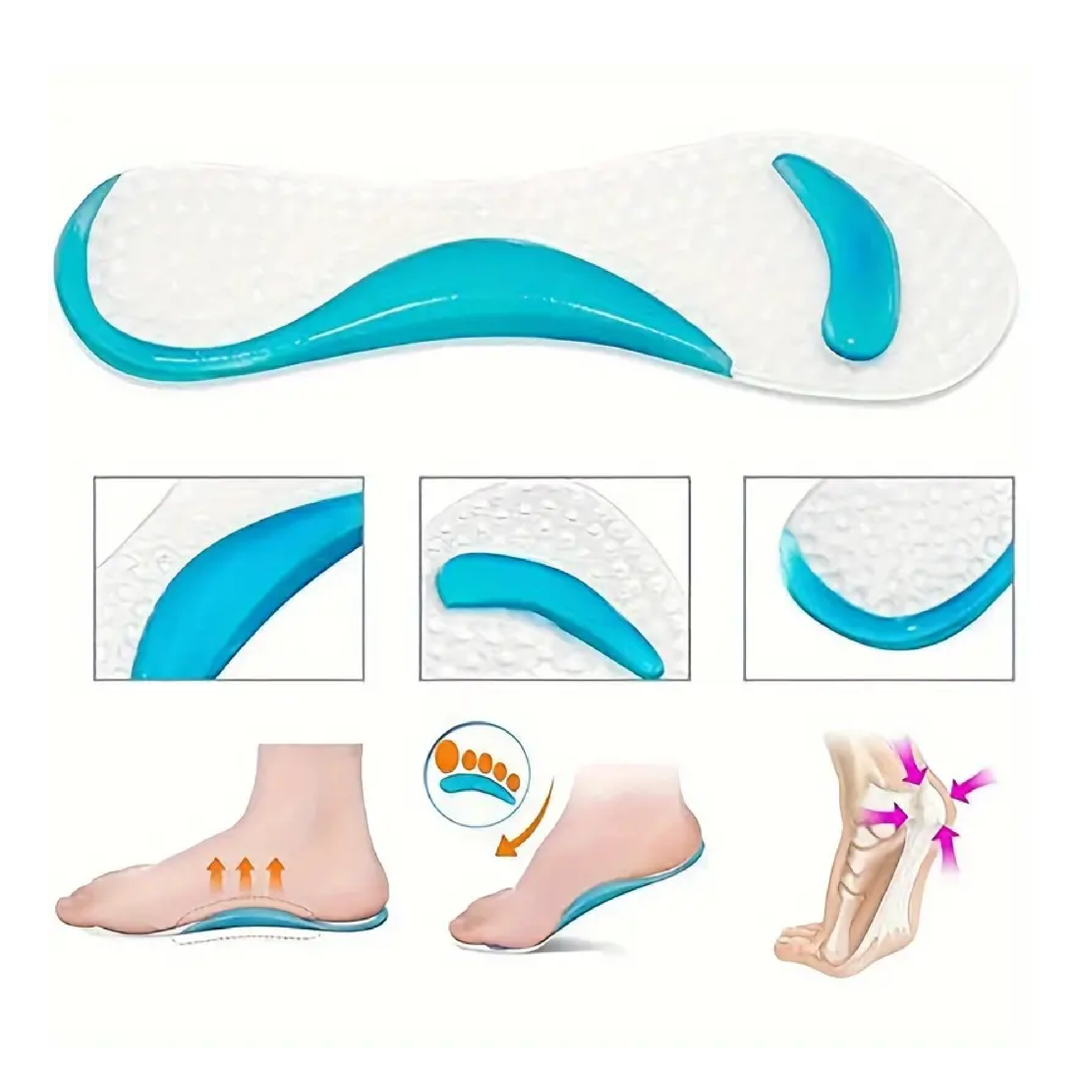 1 Pair Arch Support Pads For High Heels - Non-Slip Massage Adjustable Insoles, Women's Flat Foot Arch Support Pads