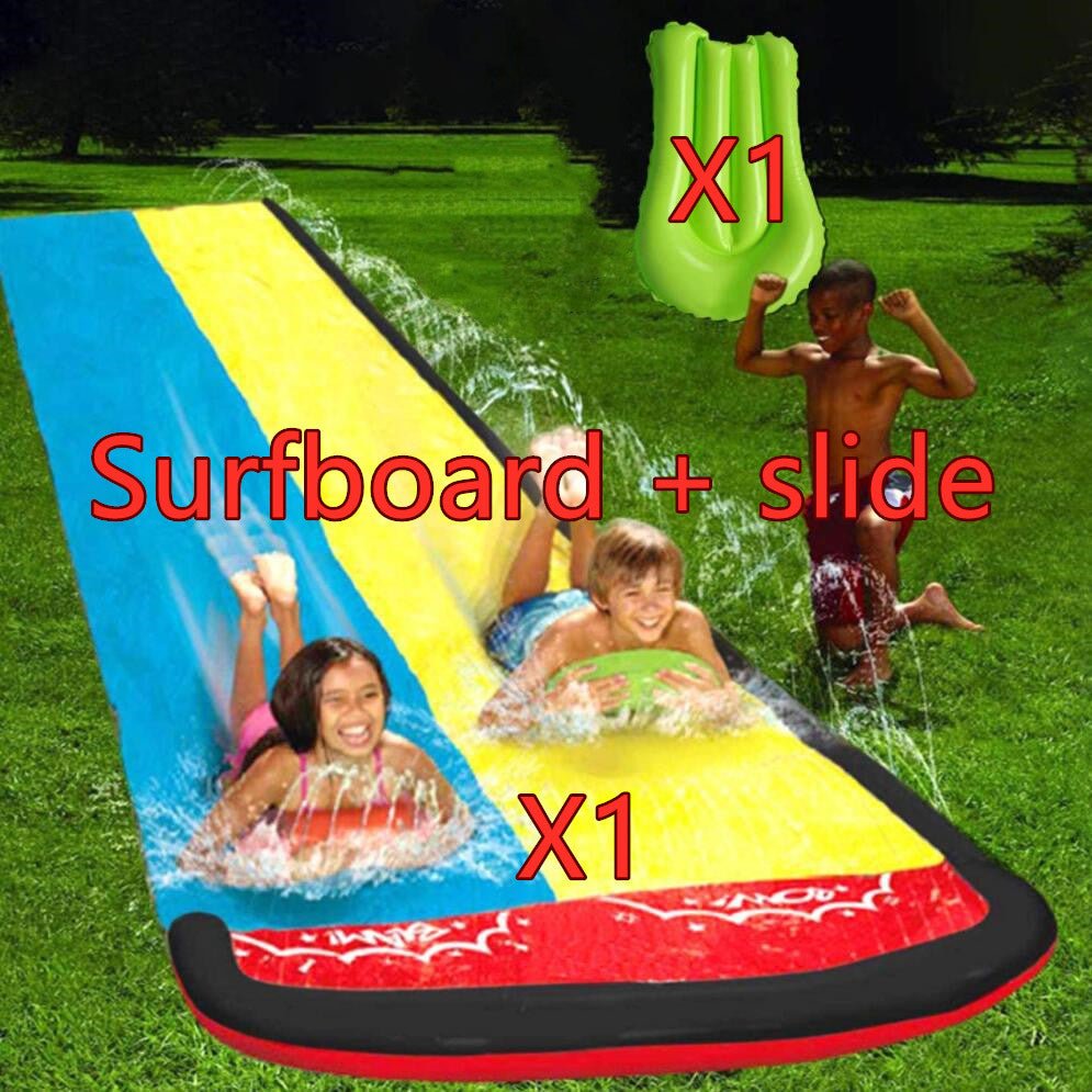Children Double Surf Water Slide Outdoor Garden Racing Lawn Water Slide Spray Summer Water Games Toy