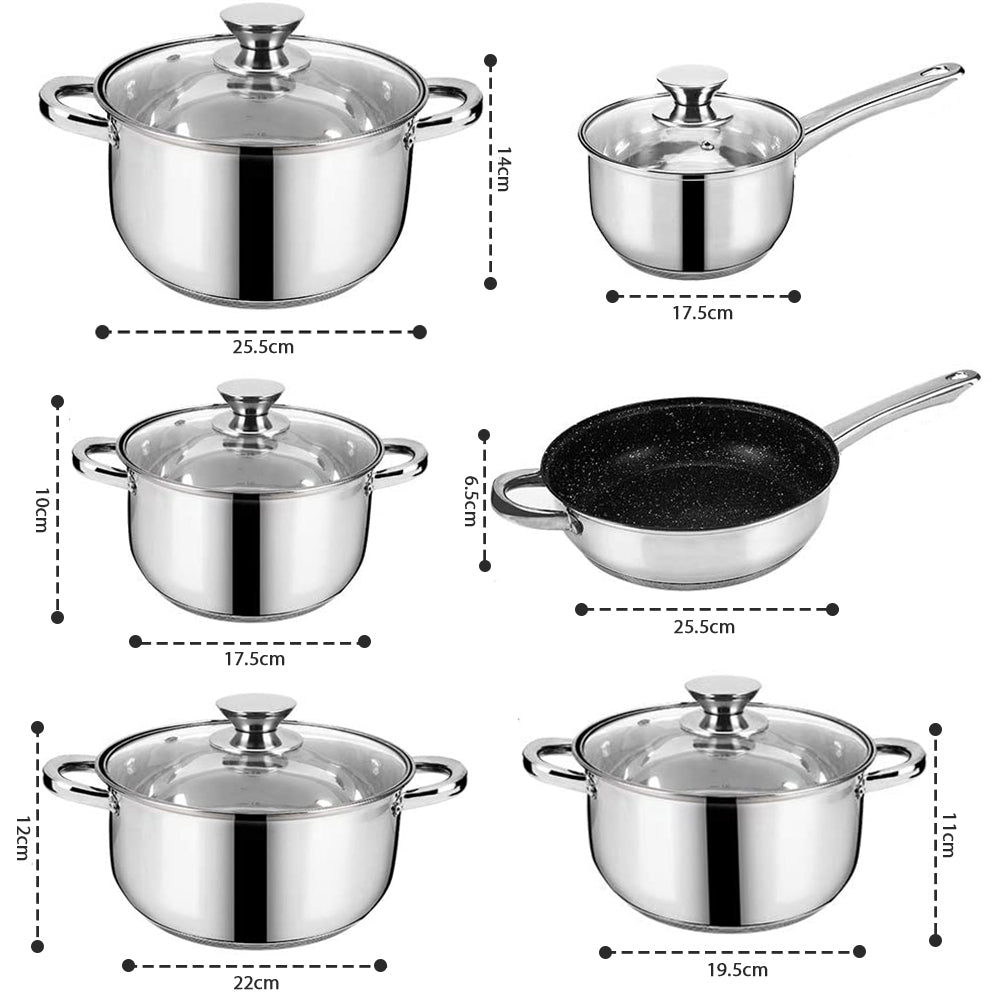 12pc Stainless Steel Non Stick Cookware Set