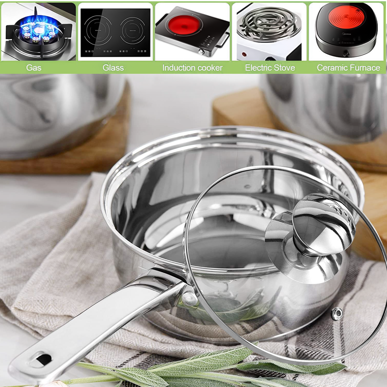 12pc Stainless Steel Non Stick Cookware Set
