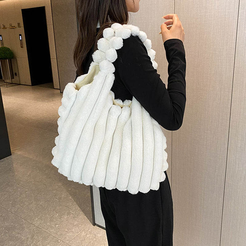Striped Design Plush Bag