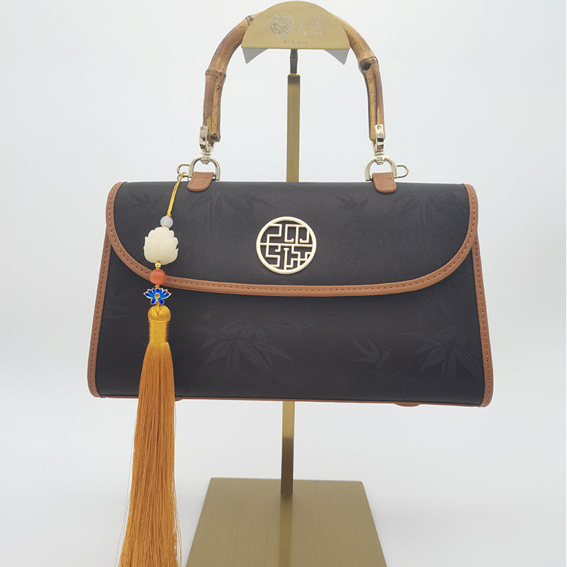 Silk Women's Cheongsam Chinese Style Bamboo Handbag Crossbody Small Bag