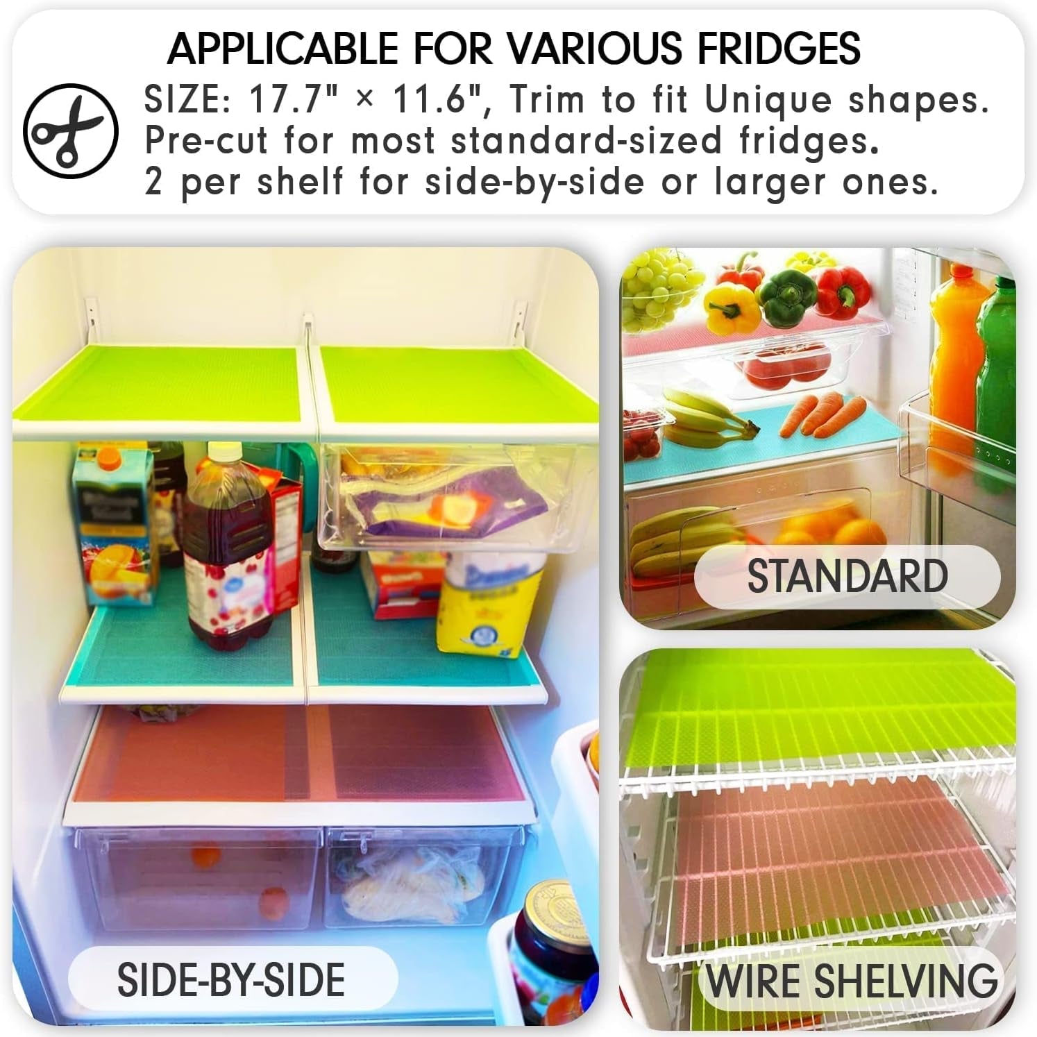 8, 12, or 16 Pcs Refrigerator Liners ,Glass Shelf Wire Shelving  Cupboard or Cabinet Drawers