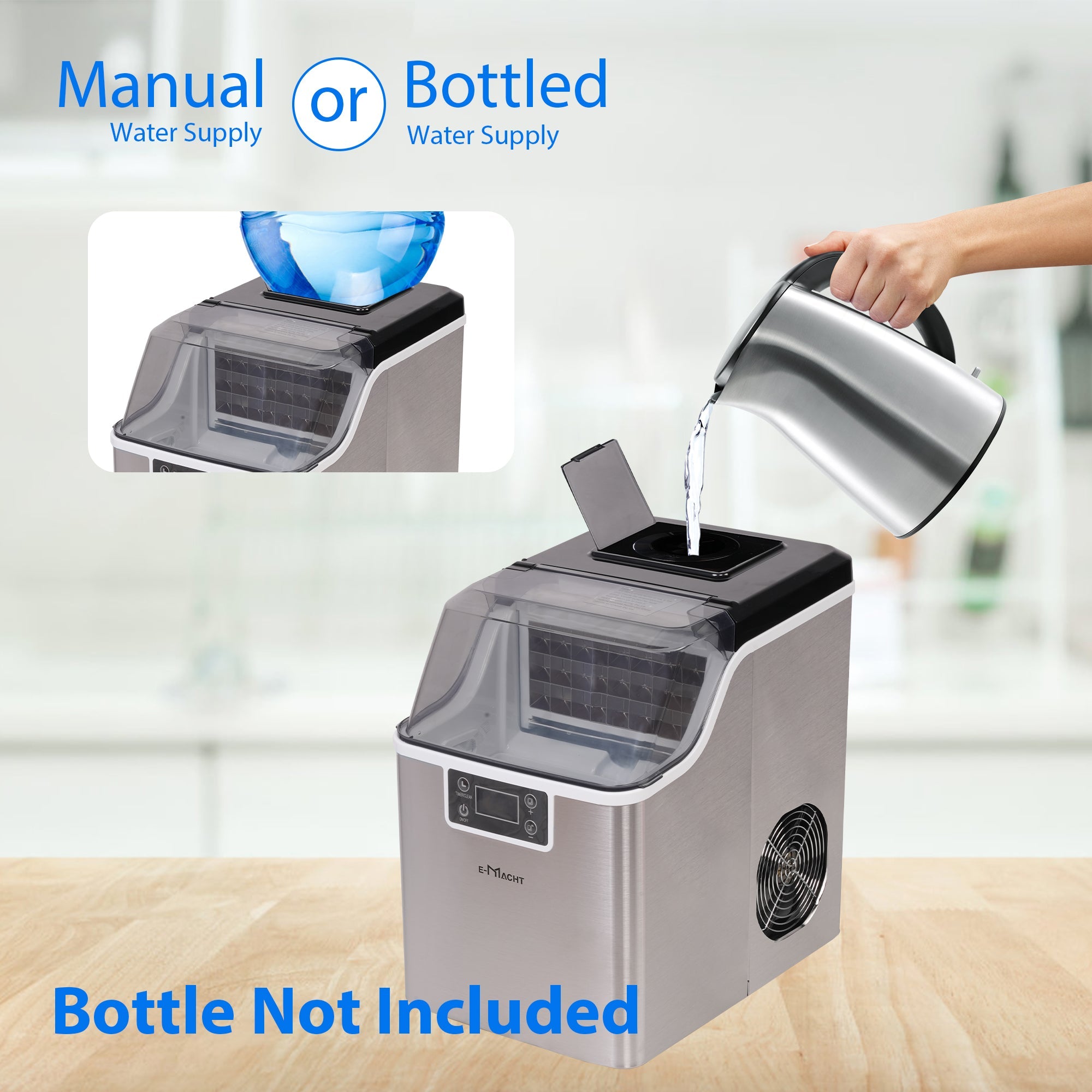 48 lbs Stainless Countertop Self-Clean Ice Maker, Portable Compact Ice Maker with Ice Scoop & Basket for for Outdoor, Party