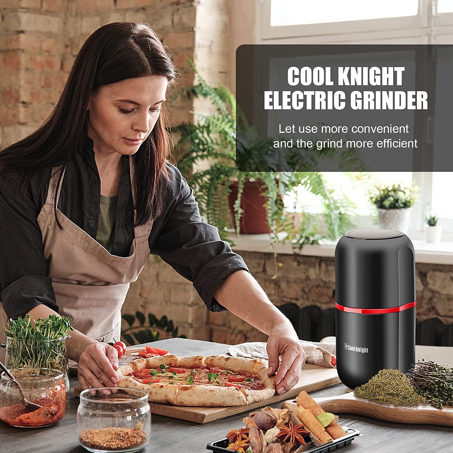 Large Capacity Electric Herb, Spice, & Coffee Grinder with Pollen Catcher