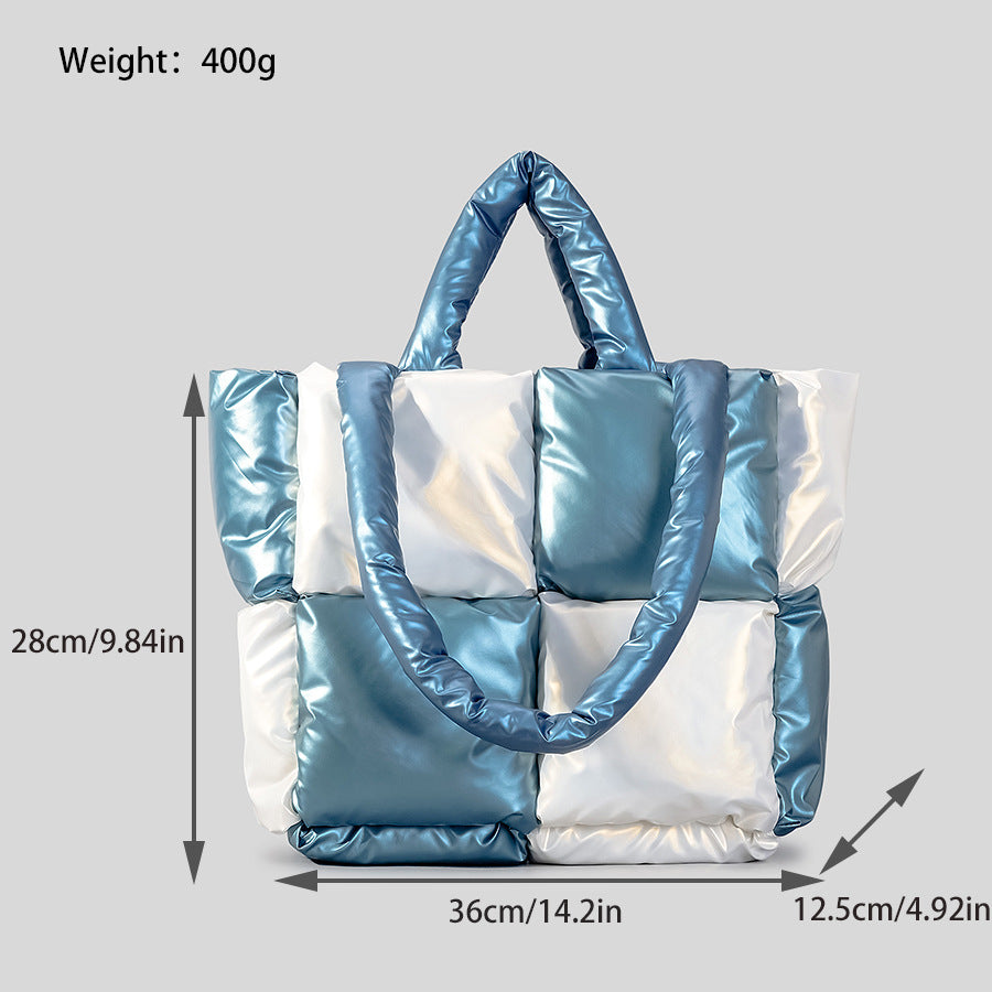Color Matching Down Cotton-padded Coat Tote Bag