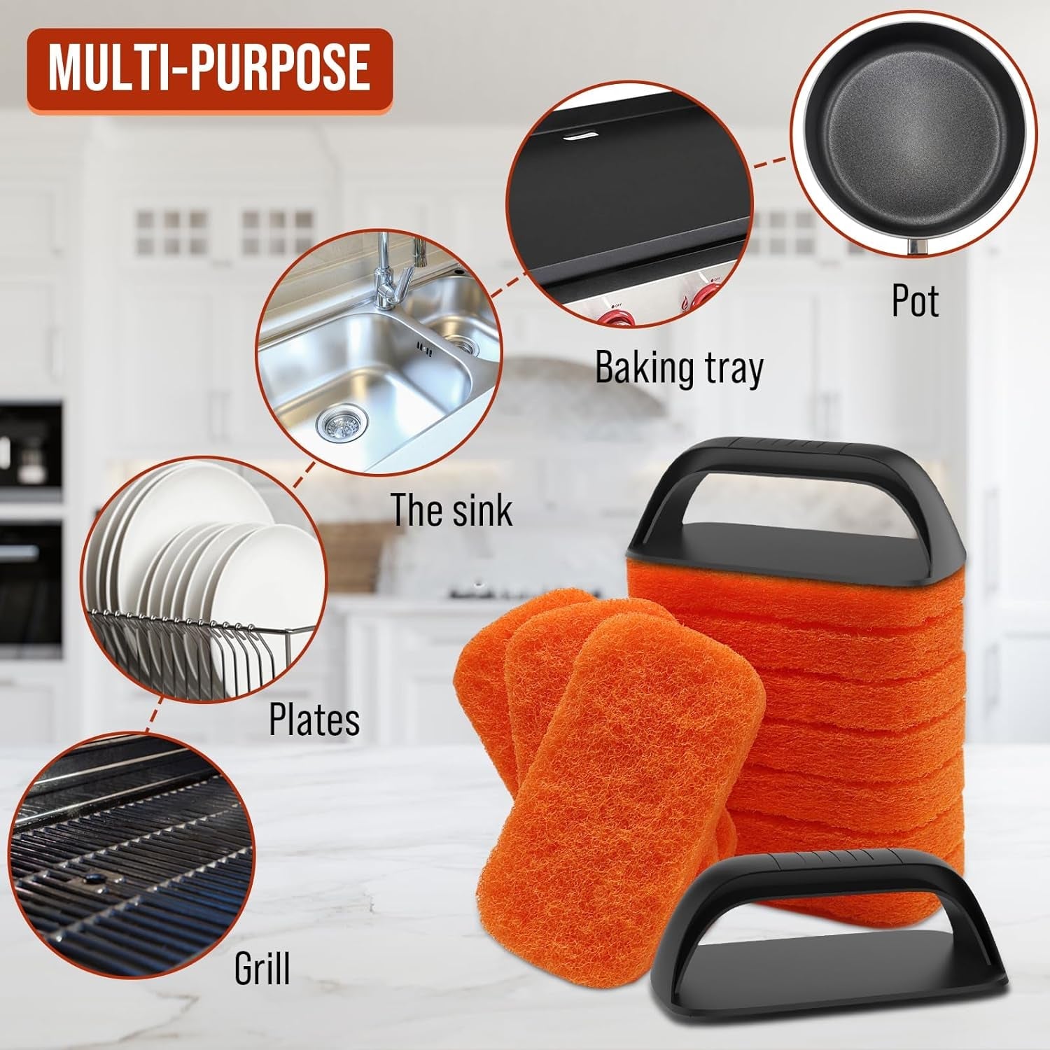 6 Or12-Piece kitchen & Flat Top Grill Cleaning Brush Kit for Blackstone