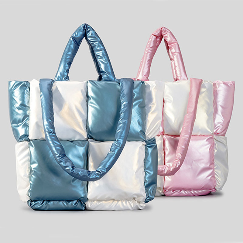 Color Matching Down Cotton-padded Coat Tote Bag