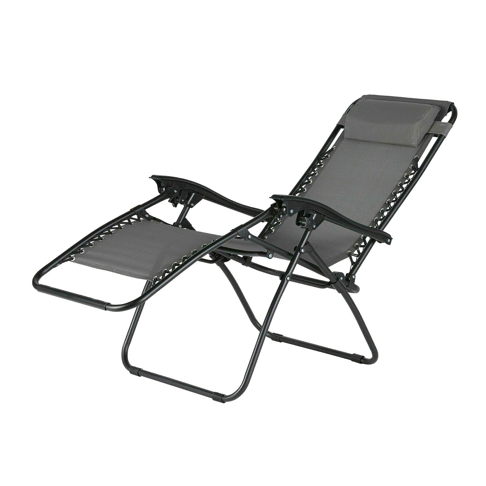 Grey Textoline Folding Beach Chair Sun lounger