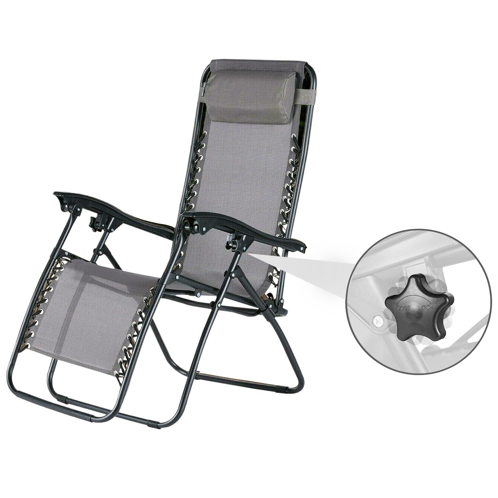 Grey Textoline Folding Beach Chair Sun lounger